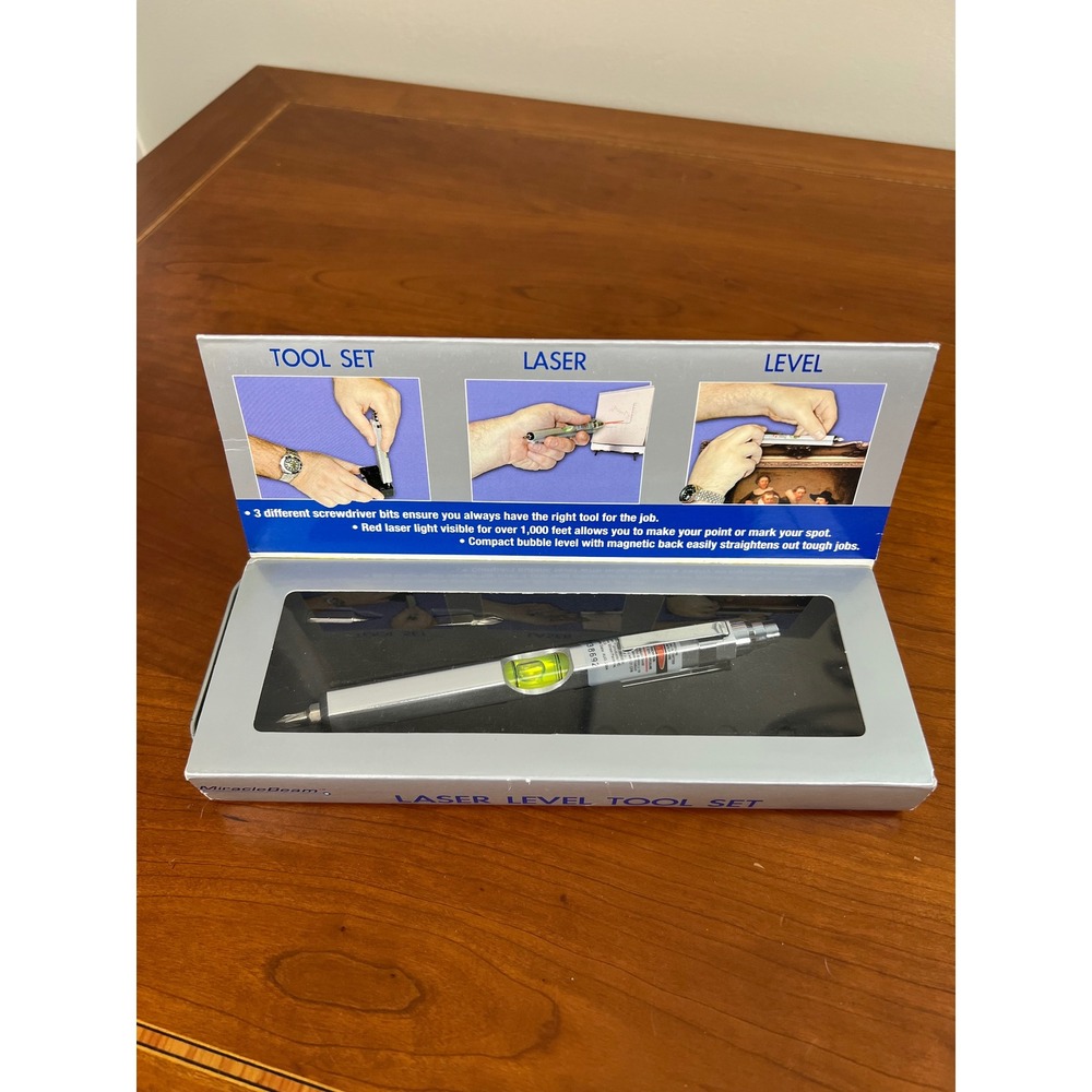 MiracleBeam Laser Level Tool Set 3-in-1 Screwdriver Bubble Level 2150 Silver